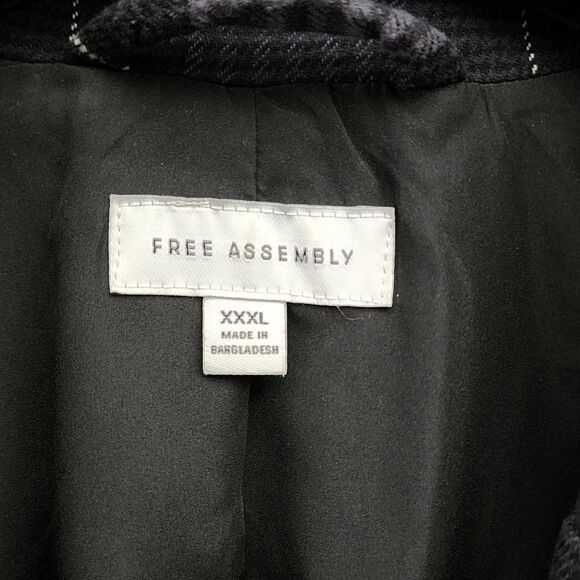 Free Assembly Long Sleeve Relaxed Fit Plaid Blazer Office Career Work Wear - Picture 8 of 16